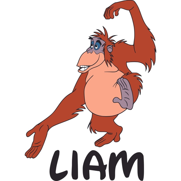 Personalized Name Monkey Wall Decal For Nursery - Custom Kids Room Decor, Wide 28x16 Inch
