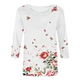 thumbnail image 4 of Womens Blouses Long Sleeve Women 3/4 Sleeves Casual Shirts Pullover Loose Tunic Tops Print Blouse, 4 of 5
