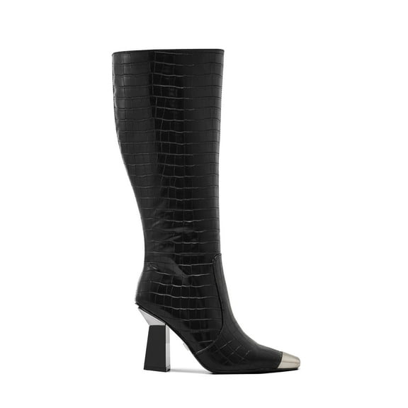 Ninety Union JADA Metal Heel Cap Toe Tall Boot, Black