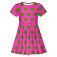 thumbnail image 4 of Robe Fille Tout-Petit Robe d'Été à Pois Ajustée Douce Respirante à Manches Courtes Décontractée Robe Tout-Petit Rose Vif 4 Ans-5 Ans, 4 of 4