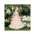 thumbnail image 4 of Sunny Fashion Girls Dress Beige Lace Tulle Layered Bow Party Wedding Pageant Sleeveless 6 Years, 4 of 7