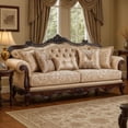 thumbnail image 7 of Vera 90 Inch Sofa, Button Tufted, Rolled Arms, Cherry Brown Solid Wood, 7 of 7