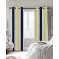 thumbnail image 4 of Yellow Navy Blue Striped Blackout Curtains for Bedroom Living Room Darkening Curtains 96 Inches Long Farmhouse Stripe Art Window Curtain 2 Panels Set Insulated Window Treatment Grommet Drapes 52"x96", 4 of 9