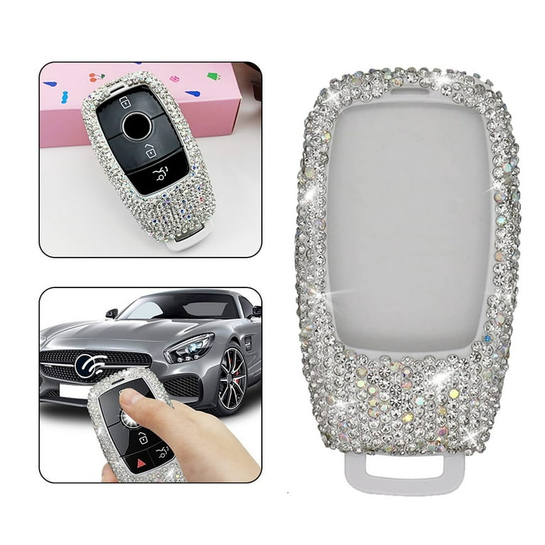  1797 Key Fob Cover for Mercedes Benz Smart Key Case Shell  Keychain Bling Accessories for Women Men Crystal Zinc Alloy Silver :  Automotive