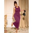 thumbnail image 6 of Hot Pink Plus Size Solid Round Neck Sleeveless Fitted Bodycon Maxi Dress, 6 of 8