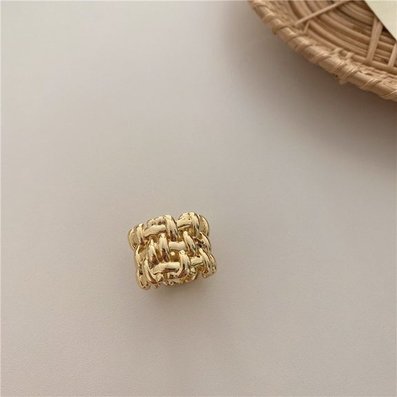 Womens Pearl Cross Ring Adjustable Gold Plated Copper Vintage Fashion Jewelry Quality Durable Versatile Vintage