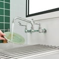 thumbnail image 3 of 2-Handle Commercial Sink Faucet with 12" Swivel Spout 8" Center Wall Mount Kitchen Faucet In Polished Chrome, 3 of 14