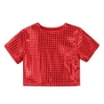 thumbnail image 5 of FAOWME Toddler Girls Boys Casual Sequin Glitter Party Carnival Gown Short Sleeves Tops Red 12-14 Years, 5 of 5