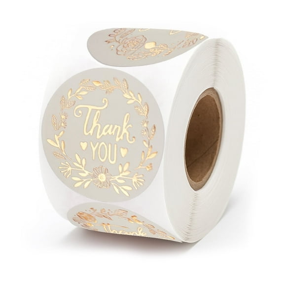 500 Pack 1.5 Inch Round Thank You Stickers Roll, Premium Adhesive Labels for Small Business, Packaging, Gifts, Envelopes,Express Gratitude, Ideal for Customers, Handmade Goods, Durable & Easy Peel
