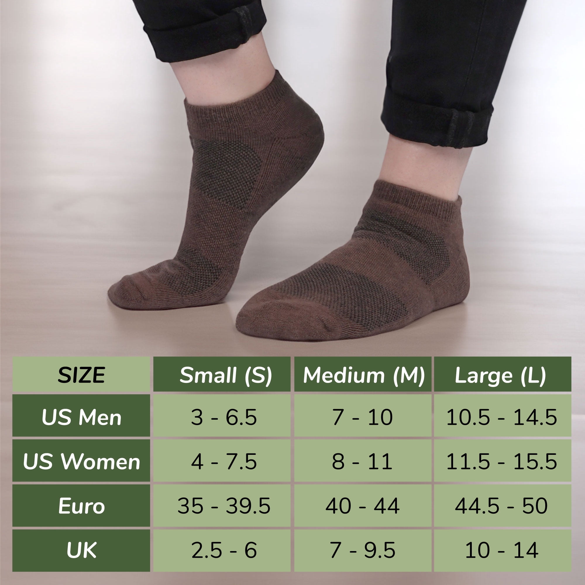 BambooMN Unisex Men and Women's Rayon from Bamboo Wool Blend Athletic Ankle Socks for Home, Travel, Work and Sport - Brown - 4 Pairs - Large