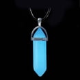thumbnail image 4 of harmtty Luminous Black Rope Women Necklace Faux Moonstone Natural Hexagonal Stone Wire Wrapped Pendant Necklace,1, 4 of 8