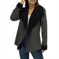 thumbnail image 2 of Puntoco Mujer Suelta Color Sólido Gran Solapa Cremallera Suelta Top Manga Larga Abrigo Manga Larga Sin Capucha Casual Abrigo/Chaqueta Puntoco Puntoco-1388, 2 of 8