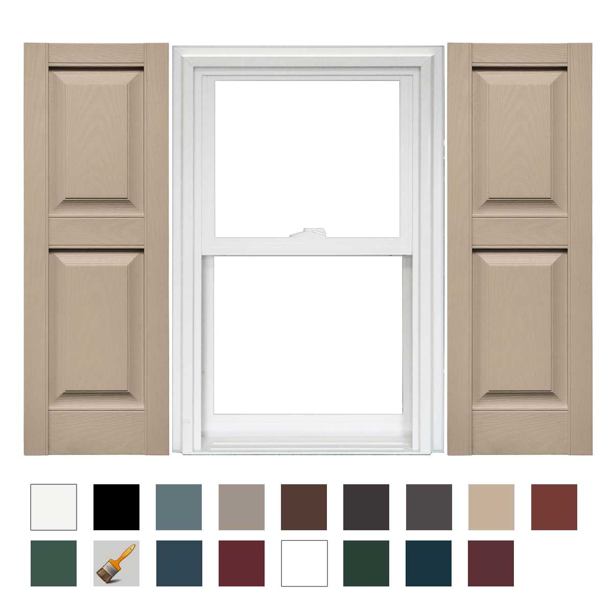 1 Pair Details about   Mid America Raised Panel Vinyl Shutters 14.75in. 