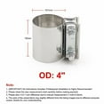 thumbnail image 2 of 4" inch Stainless Steel Butt Joint Band Exhaust OD Pipe Clamp Sleeve Coupler, 2 of 6