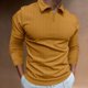 thumbnail image 4 of Gibobby Playera polo hombre Camiseta de tela a rayas de otoño informal para hombre, camiseta de manga larga con cuello en V y cuello vuelto(Amarillo,XL), 4 of 5