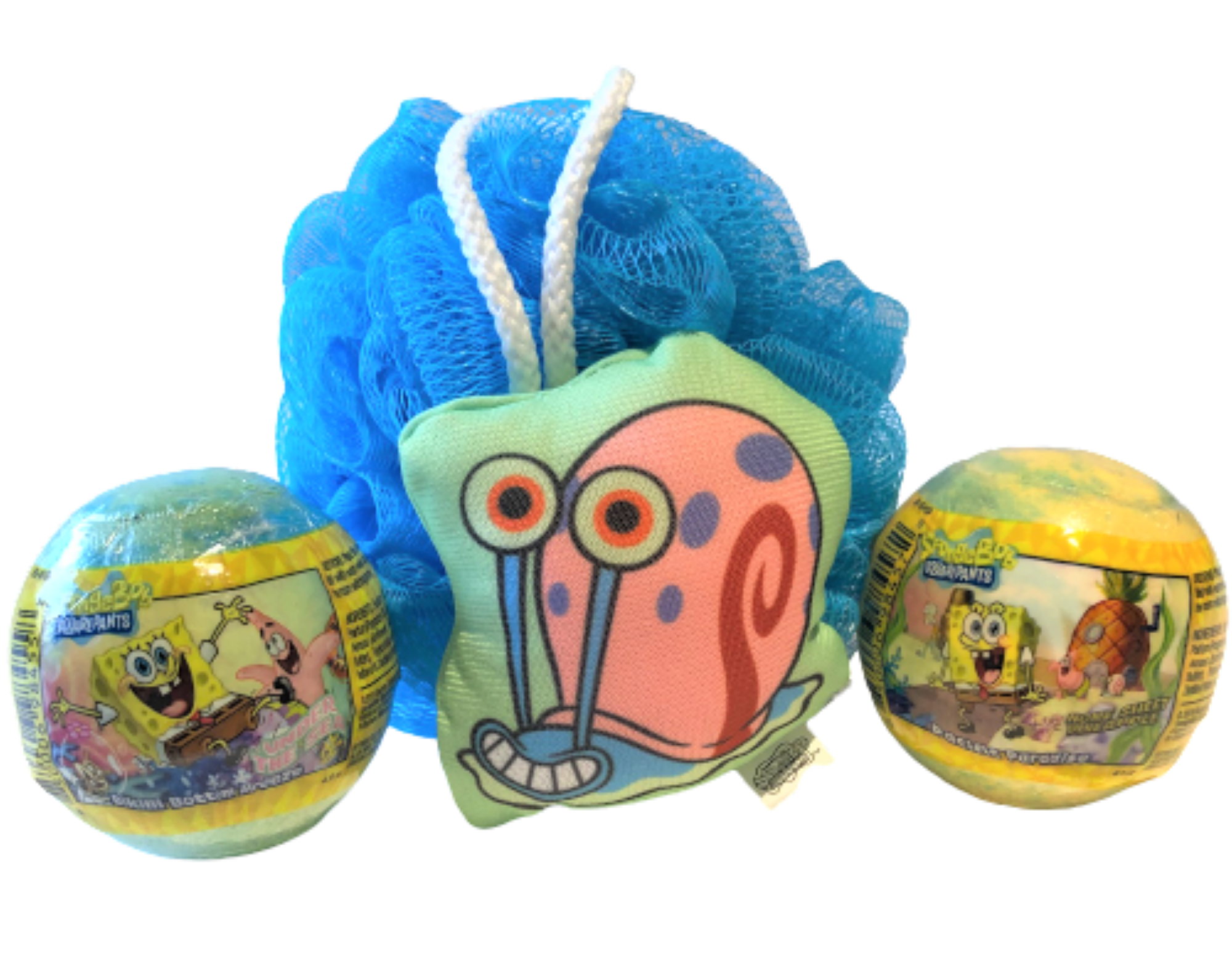 Nickelodeon Bath Bomb and Bath Pouf – Two 4.5 oz Organic Bombs and 1 SpongeBob Gary Pouf