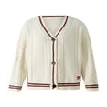 thumbnail image 4 of Women Sweet Knit Cardigan Long Sleeve V Neck Star Print Button Down Knitwear Fall Winter Sweater Red M, 4 of 8