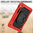 thumbnail image 4 of Case for Samsung Galaxy Tab S10 Lite/S10 FE/S9 FE/S9, 360 Rotating Stand Handle Pencil Holder Shoulder Strap Heavy Duty Shockproof Cover, Red, 4 of 7