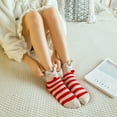 thumbnail image 4 of Fesfesfes Women's Socks Girls Christmas Cute Coloer Stripe Santa Claus Print Thicken Coral Fleece Keep Warm Socks Sox, 4 of 7