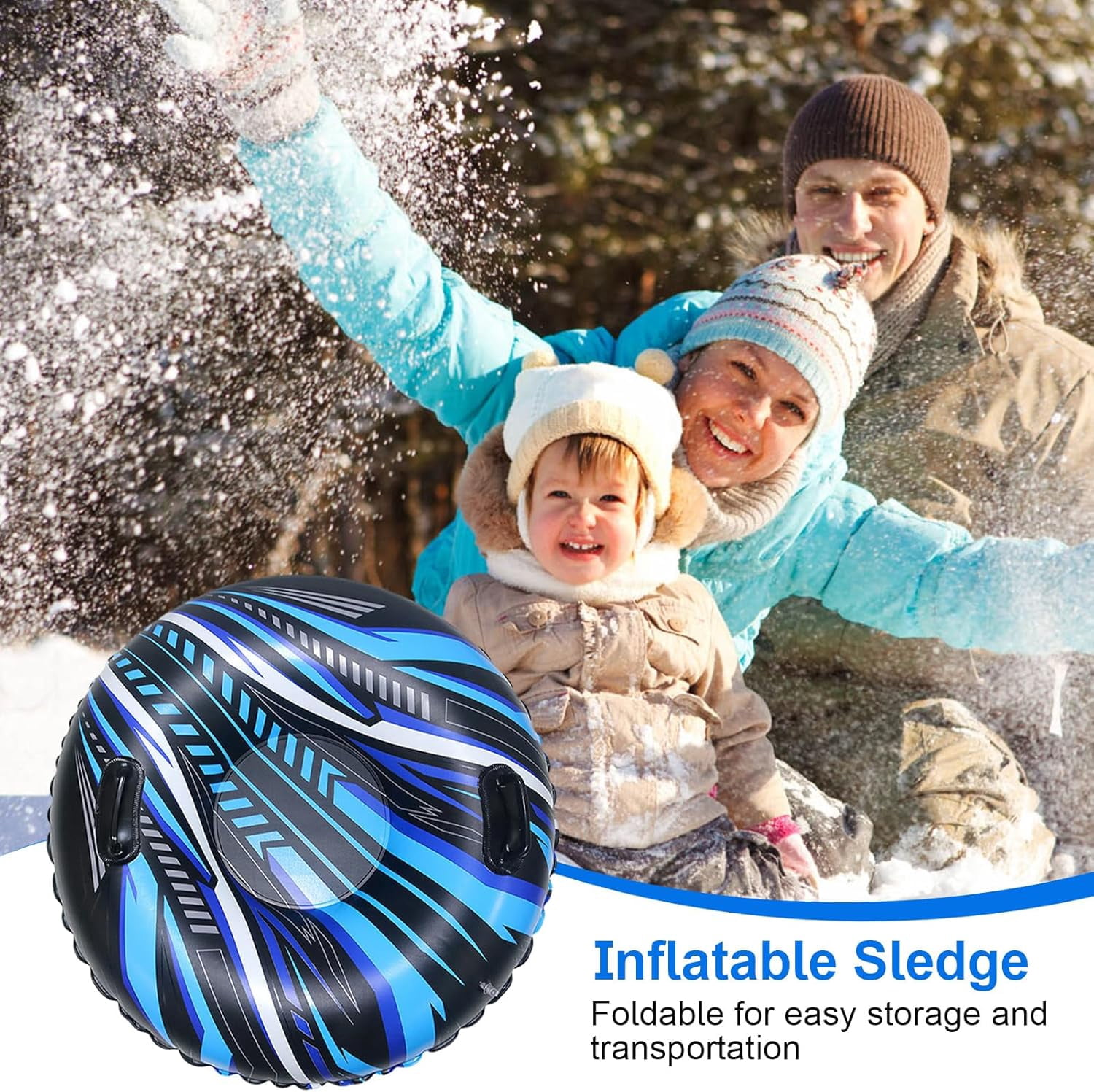 Sleds for Kids, Heavy Duty Snow Tube Made by Thickening Material, Toboggan Sled, Snow Toys for Kids and Adults, Antifreeze Thickened Bottom, Inflatable Sleds for Winter Skating