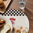 thumbnail image 3 of Sunflowers Rooster Round 13 Inch Placemats Set of 8, Farmhouse Vintage Beige Burlap Plaid HeatResistant Non Slip Place Mats for Dining Table, Wipeable Braided Kitchen Table Mats for Housewarming, 3 of 9
