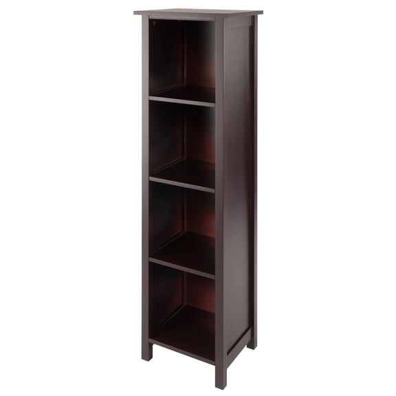 Winsome Milan Tall Solid Wood Storage Book Shelf in Antique Walnut