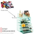 thumbnail image 5 of Sorbus Cosmetic Makeup Organizer and Jewelry Storage Case Display - Spacious Design - Great for Bathroom, Dresser, Vanity and Countertop - 4 Large, 2 Small Drawers, Teal Thrill, 5 of 7