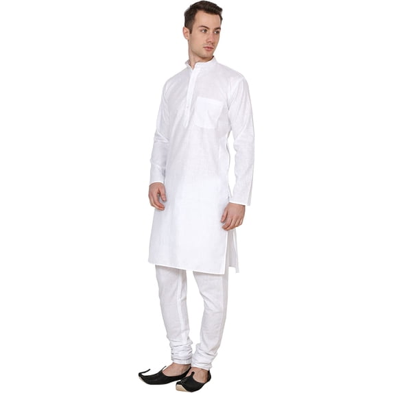 Royal Kurta Men's Cotton Linen Kurta Pyjama (38, White)