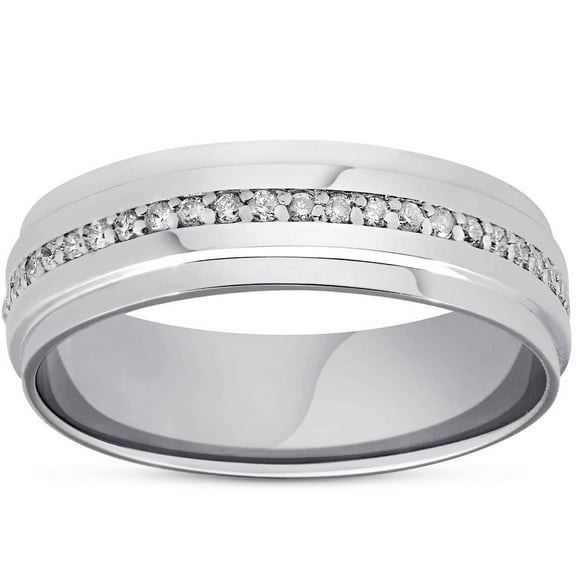 Pompeii Mens Diamond 3/8ct Eternity Ring Wedding Band 14k White Gold 7mm Lab Grown (FG,VS)
