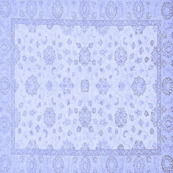 Ahgly Company Machine Washable Indoor Square Oriental Blue Traditional Area Rugs, 4' Square