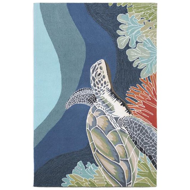 Liora Manne Ravella Akumal Indoor Outdoor Runner Rug, Sea Turtle, 2' x 5'