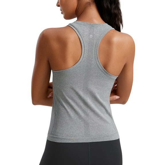 CRZ YOGA Seamless Womens Breathable Workout Tank Tops Racerback Sleeveless Running Athletic Shirts