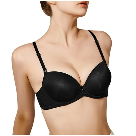 Clearance Bralettes for Women Plus Size Convertible Bra Feature V-Neck Balconette Bra Style W-1540 Hook and Eye Closure Soft Sports Bras Black 36