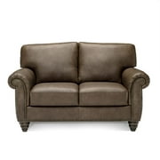 Angle View: Softaly Sicily Leather Loveseat, Dark Brown