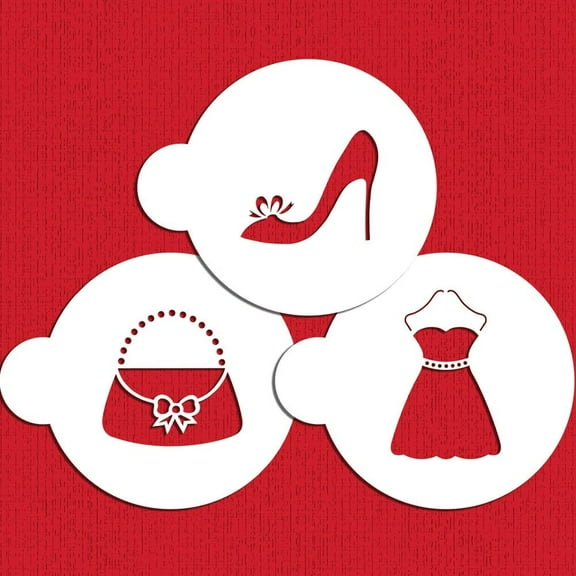 Designer Stencils Fashionista Cookie Stencil Set, Beige/Semi-Transparent