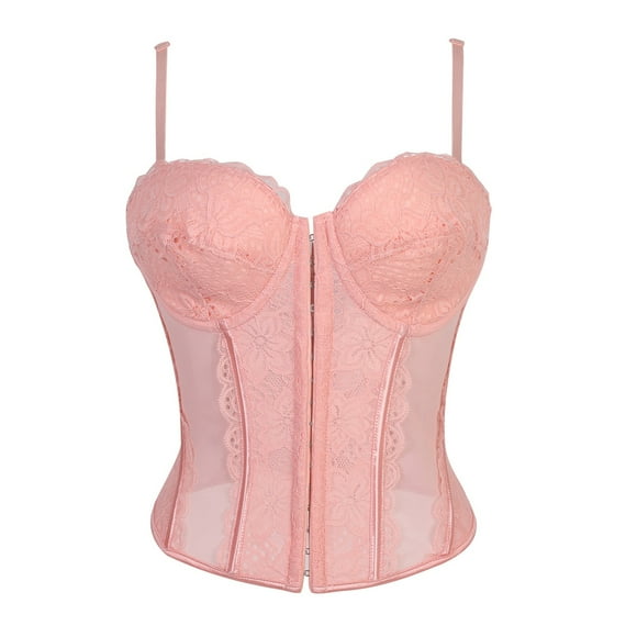 KOKOPARK Corset Tops for Women Overbust Body Shaper Push Up Vintage Women's Bustiers & Corsets Trendy Queen Womens Lingerie Pink