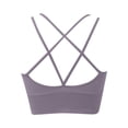 thumbnail image 5 of Wdgfv Women's Sports Bra-Scoop Neck Spaghetti Strap Molded Cup Double Sports Bra Low Support Yoga Workout Bra Purple M, 5 of 6