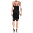 thumbnail image 2 of GUESS Womens Black Lace Zippered Lined Sleeveless Halter Knee Length Party Sheath Dress 8, 2 of 2