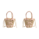 thumbnail image 1 of Lindo Bolso Paja Verano Con Lazo Y Playa Correa Cadena Perlas para Mujer (beige), 1 of 3