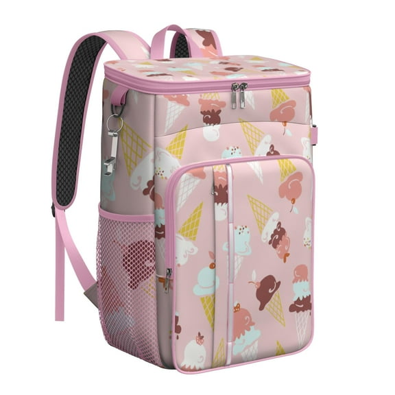 Summer Ice Cream Cooler Backpack, Leakproof Insulated Backpack Cooler with Dessert & Food Print for Beach, BBQ, Picnic, and Hiking