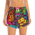 thumbnail image 2 of Salouo Butterfly Garden Print Women's 2 in 1 Running Shorts Double-Layer Shorts Athletic Workout Gym Yoga Shorts Running Shorts for Women-Small, 2 of 7