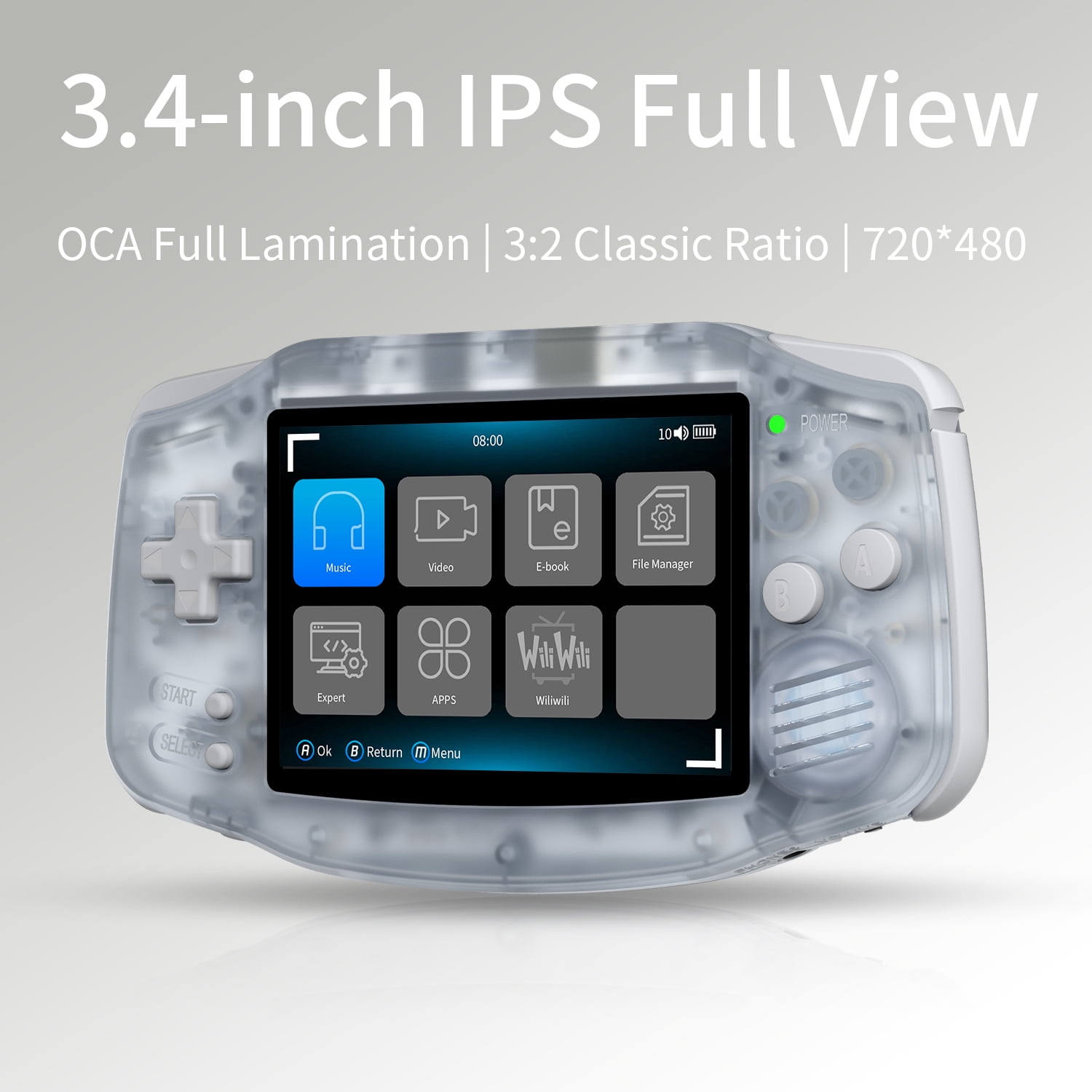 Anbernic RG34XX Handheld Game Consoles,32+64G Card,3500mAh Battery,Support HD TV Output Glacier