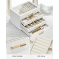 thumbnail image 5 of Jewelry Box for Women, Glass Lid Jewelry Organizer with 4 Drawers for Necklaces Rings Earrings Bracelets Christmas Gift - White, 5 of 5