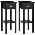 thumbnail image 2 of HOMCOM 2-Tier Side Table with Drawer Shelf, End Table, Set of 2, Black, 2 of 9