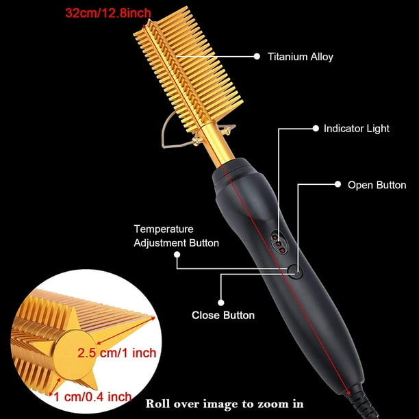2 In 1 Electric Hot Comb Ionic Hair Straightener Brush AntiHTAIGUO Scald Pressing Heated Comb Security Portable Curling Iron Heated Brush for Women