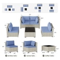 thumbnail image 6 of MRUAKA 5 Pieces Patio Conversation Set, Outdoor Sectional PE Rattan Wicker Furniture Seat,Haze Blue, 6 of 6