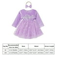 thumbnail image 3 of IBTOM CASTLE Baby Girls Winter Snowflake 1st Birthday Outfit Velvet Princess Dress + Headband Christmas Cake Smash Photo Shoot 12-18 Months Purple Snowflake One, 3 of 8