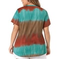 thumbnail image 3 of Blusas de mujer de tallas grandes Agnes Orinda, casuales, con cuello en V, de manga corta, con estampado de teñido anudado, tops de verano 2X naranja, 3 of 6