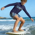 thumbnail image 6 of Ahabrexf Boys Long Sleeve Upf 50+ Skin-Guard Swim Shirt and Shorts Set Hawaiian Printed 2-Pc Swimsuit for Summer Beach Vacation, 6 of 9