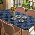 thumbnail image 3 of Vintage Floral Table Cloths for 3 Foot Rectangle Tables, Abstract Flowers Patchwork Country Navy Blue Patio Waterproof Elastic Fitted Tablecloths, Washable Rectangular Table Cover for Camping, 3 of 8